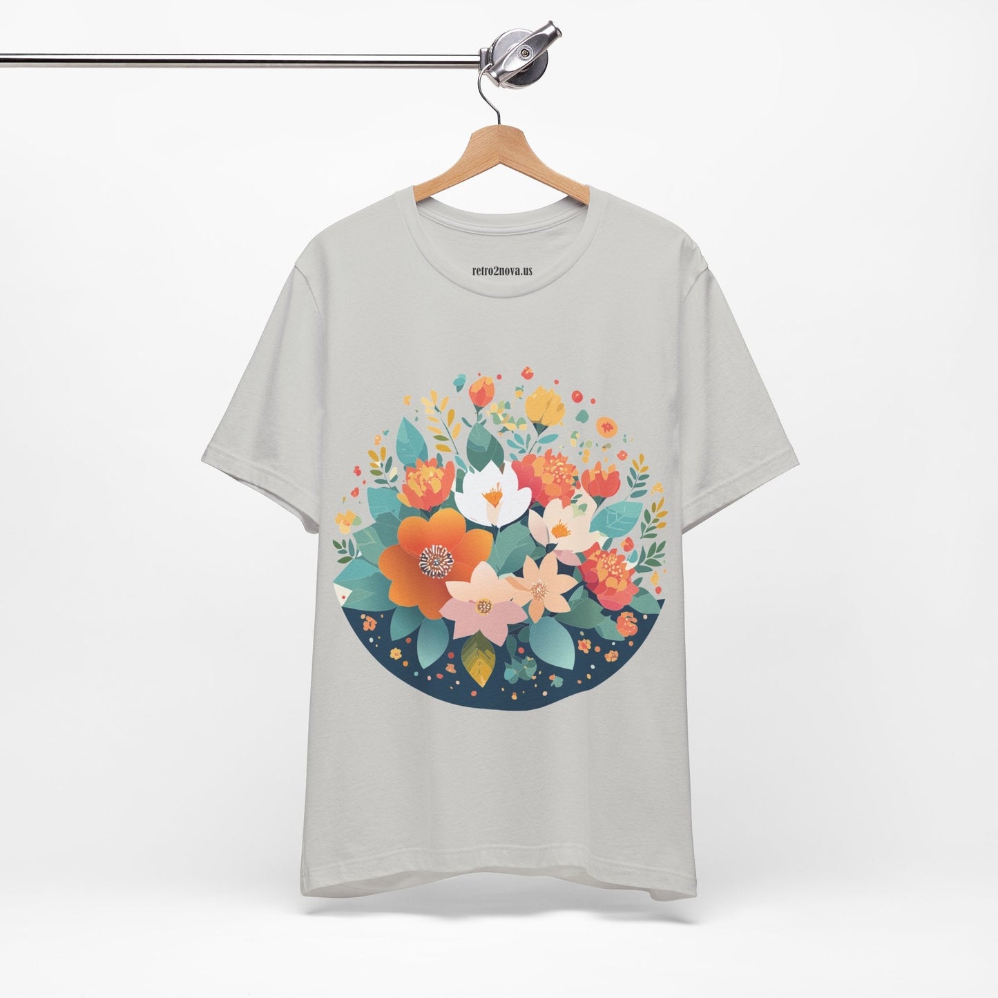 Floral Flowers Shirt Unisex Lightweight Breathable Jersey Tee Floral Pattern Short Sleeve