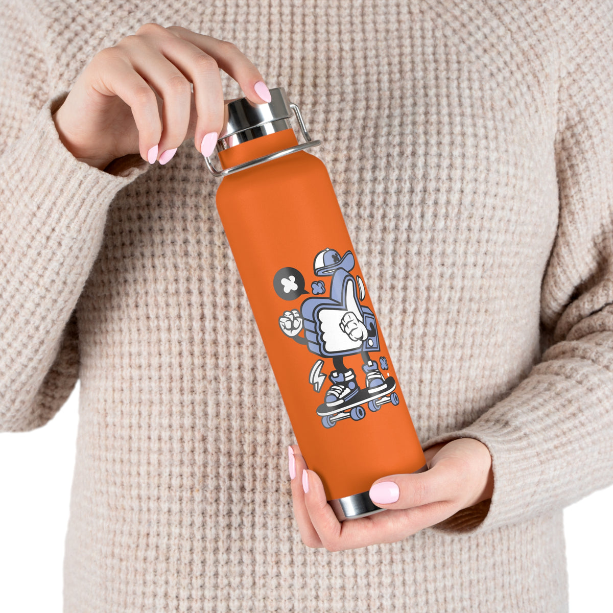22oz Copper Insulated Water Bottle with Cartoon Design - CV26