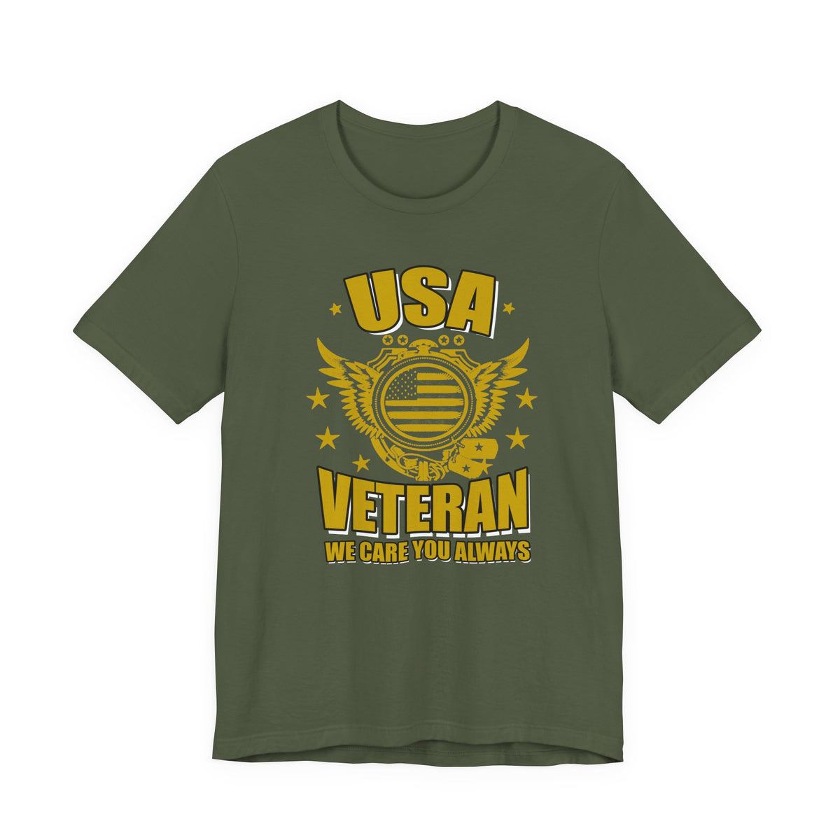 USA Veteran T-Shirt Military Emblem Winged Badge Stars Unisex Cotton v59