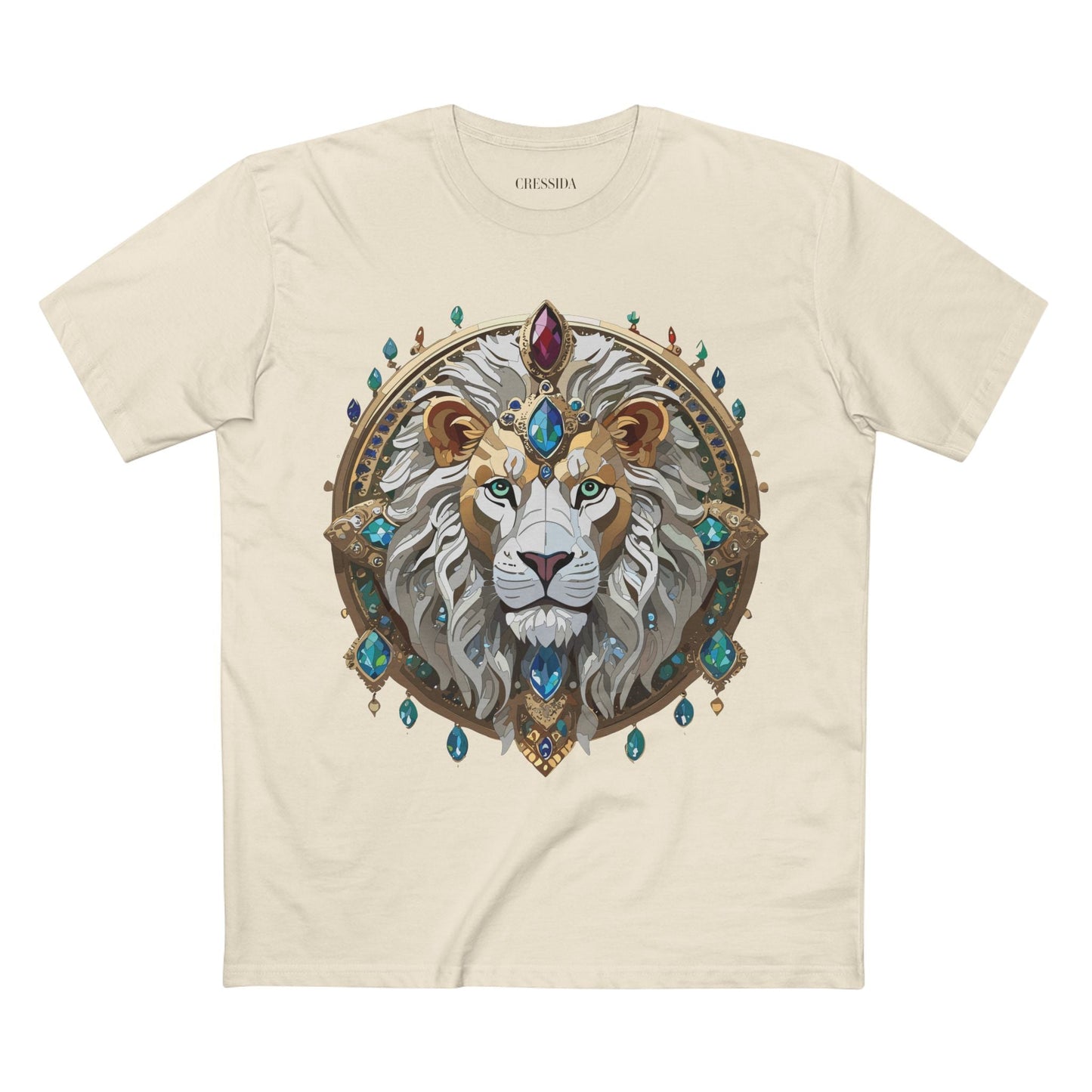 Lion Graphic Unisex 100 Cotton Tee With Unique Animal Golden Medallion Art Design 60