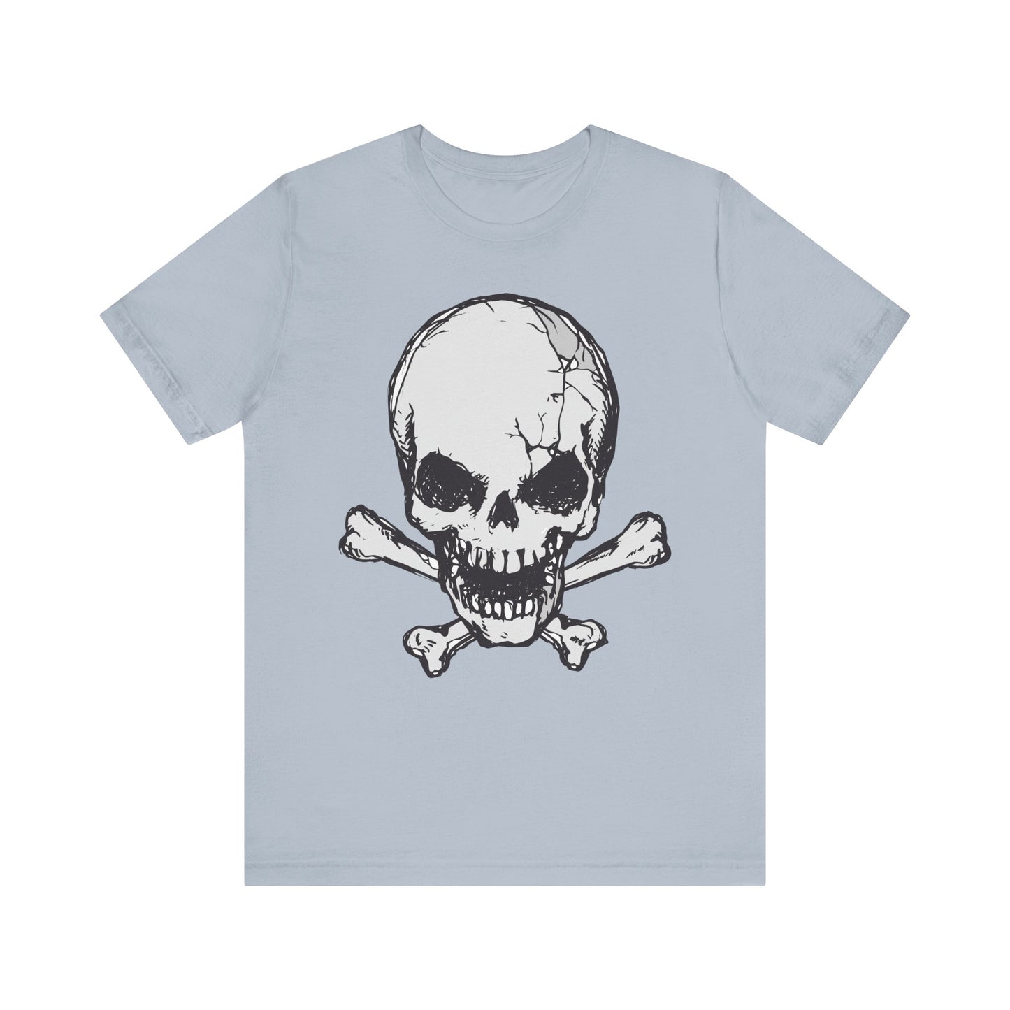Grey Skull Graphic Design Tee, Skull Shirt, Vintage Tees, Art Design T-Shirt, Vintage Graphic Tee, Art Shirts with Skulls
