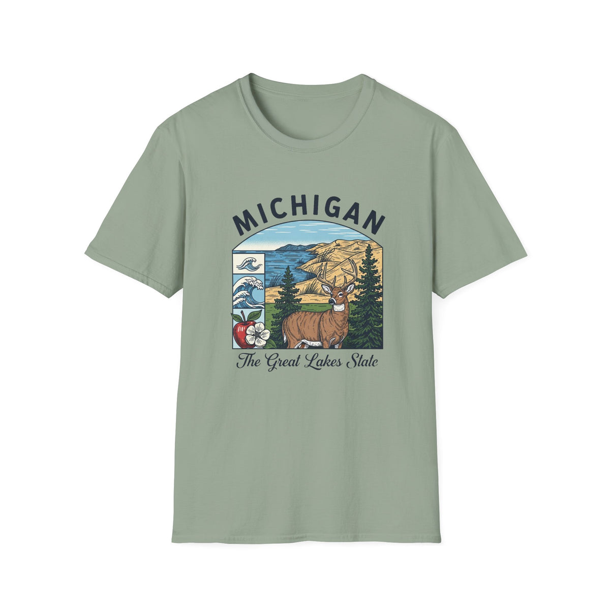Michigan Scenic T-Shirt — Great Lakes State Vintage Travel Tourist Graphic Design Unisex 100 Cotton Gildan T-Shirt