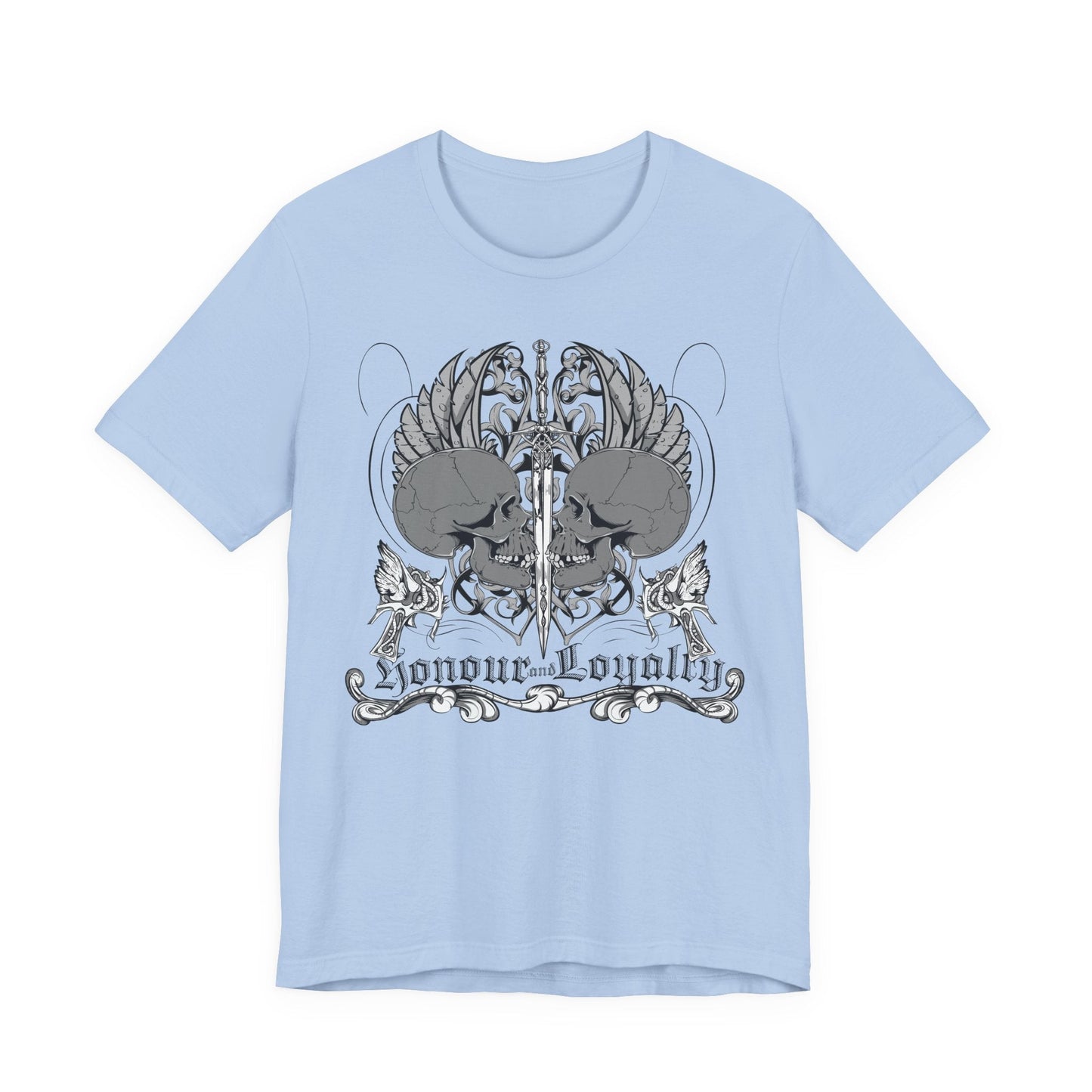 Honor Loyalty crest tee Gothic heraldry skulls wings emblem Art-48