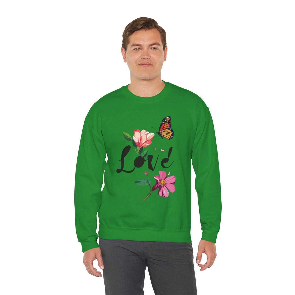 Floral Love Sweatshirt, Floral Butterfly Sweatshirt, Love Sweatshirt, Valentine's Day Sweatshirt, Floral Sweatshirt 120