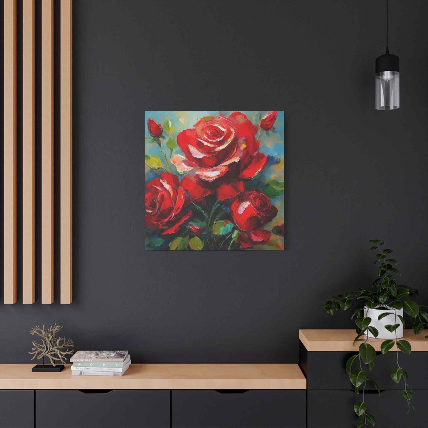 Red Roses Print Canvas, Roses Oil Paint Print 20x20, 24x24, 30x30, 32x32, 36x36, Floral Art Design Print Non-Frame MC-22