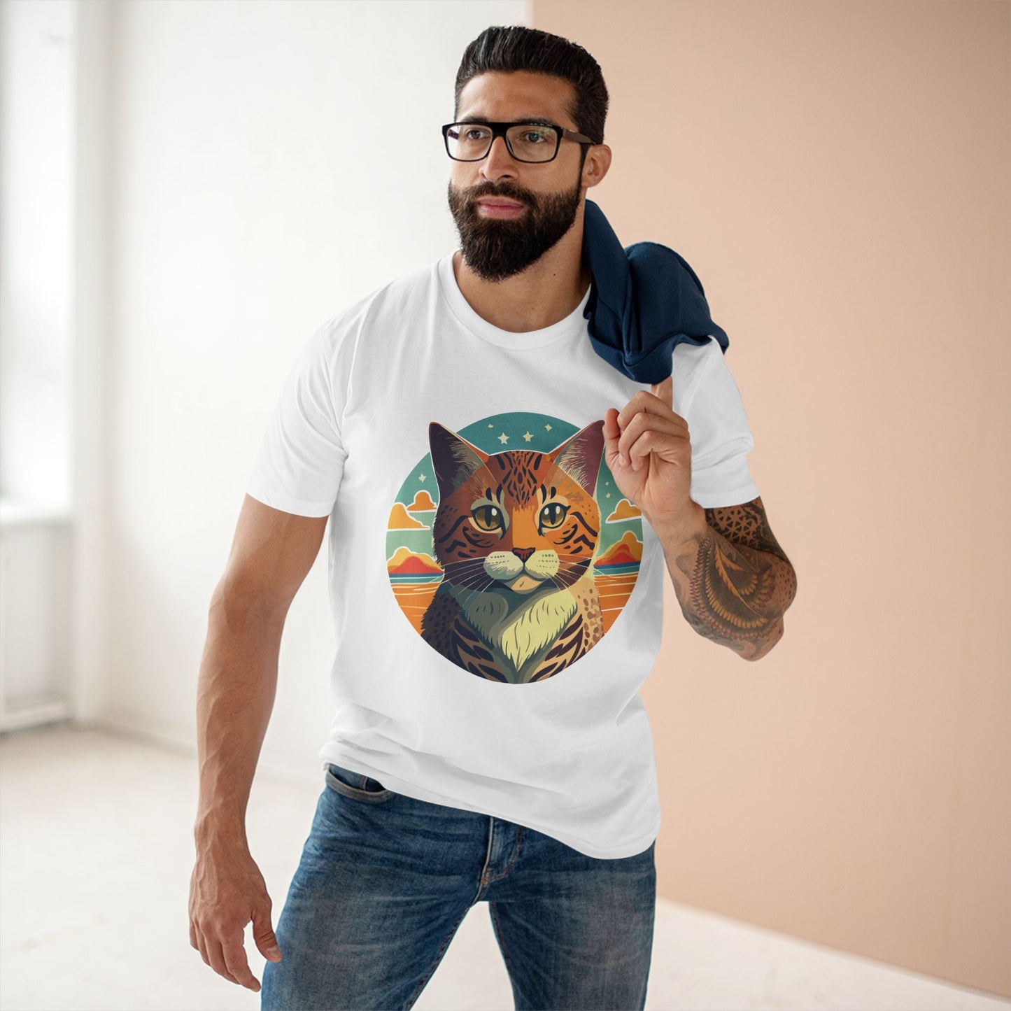 Unisex Premium Cotton Tee With Original Cat Art Design Animal Shirt For Cat Lovers Comfortable Breathable Everyday Wear