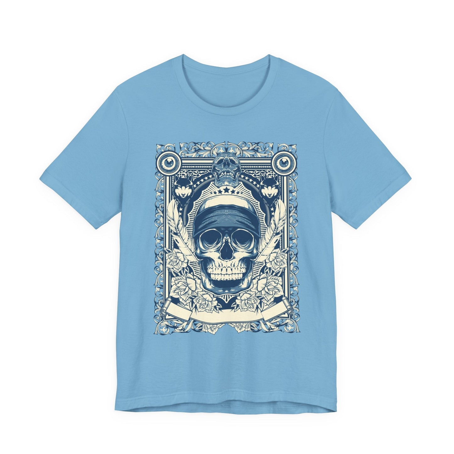 Skull Crown Graphic Tee Vintage Ornate Skull Illustration Rock Band T-Shirt