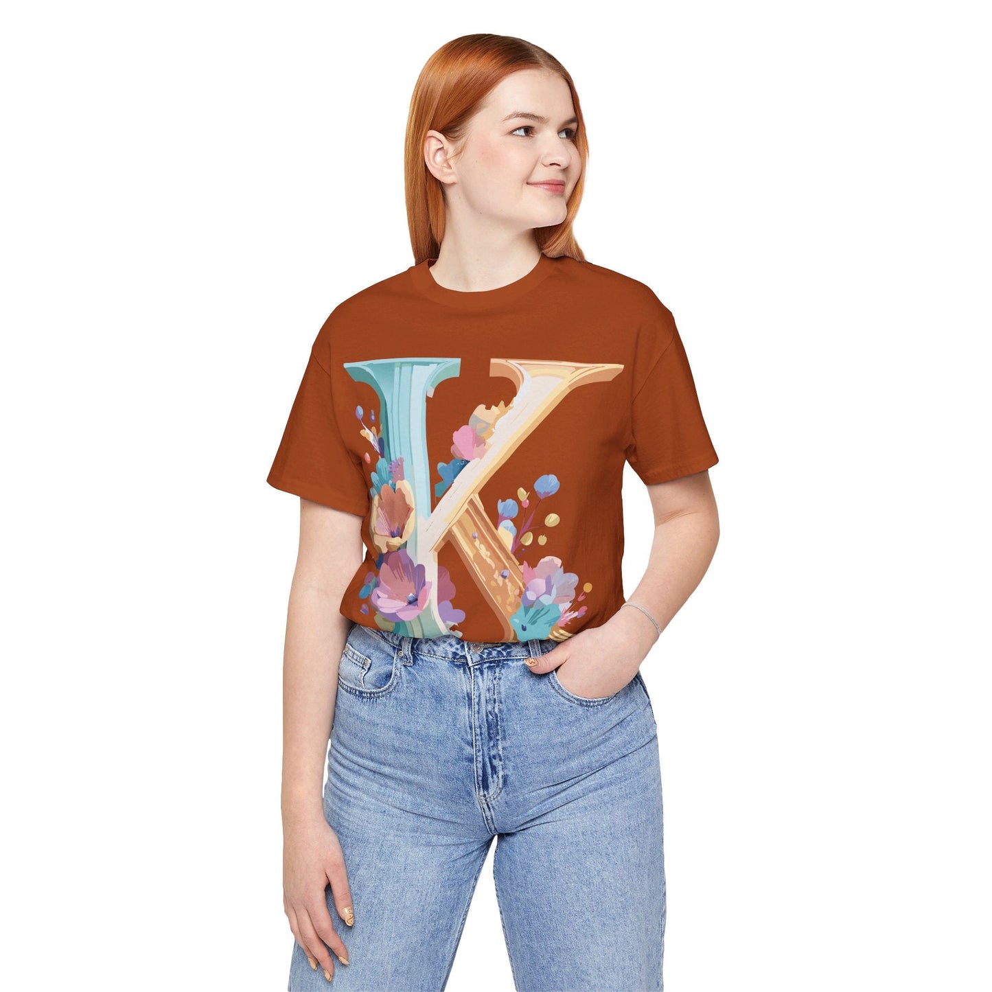 Letter K Shirt Graphic Tee Unisex Vintage Inspired Adelpha Art Design Tee Premium Soft Cotton