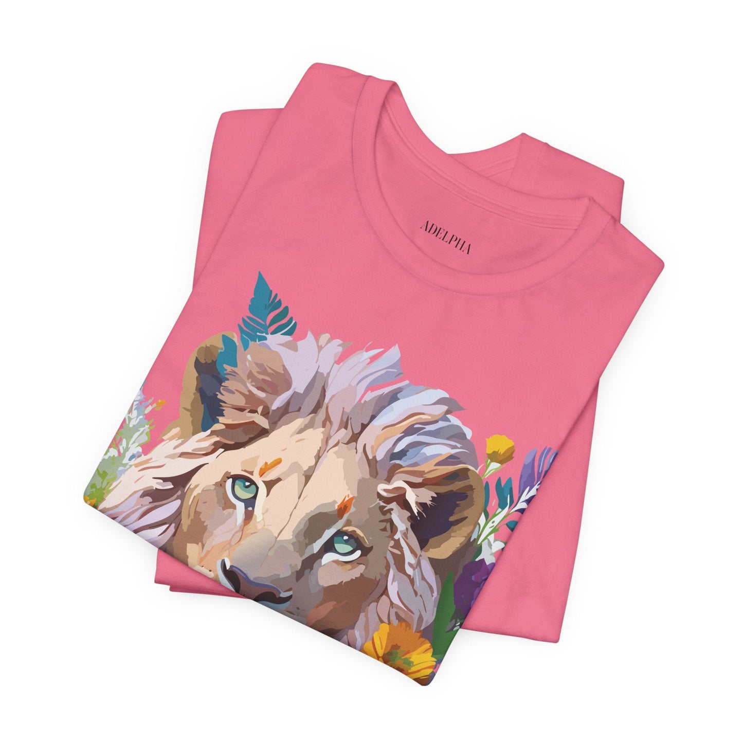 Lion Graphic Tee Unisex Short Sleeve Shirt With Vintage Inspired Artwork By Adelpha