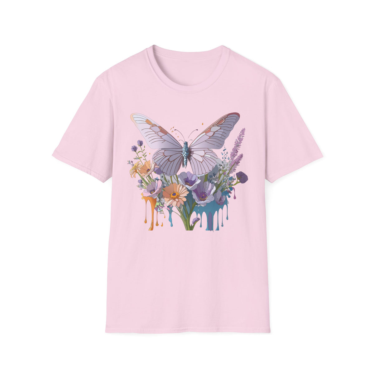 Butterfly Floral T‑Shirt — Pastel Garden Wings Graphic Tee Unisex 100 Cotton Gildan T-Shirt