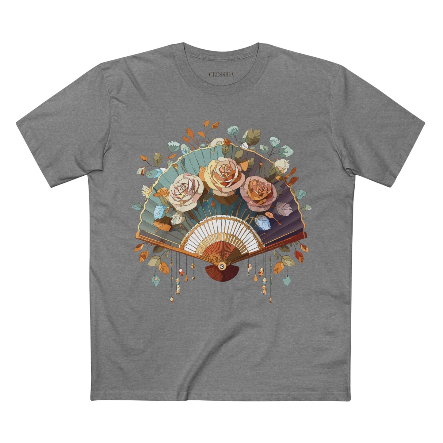Antique Fan Graphic Design T-Shirt Unisex 100 Cotton Floral Carnival Artwork Tee 5