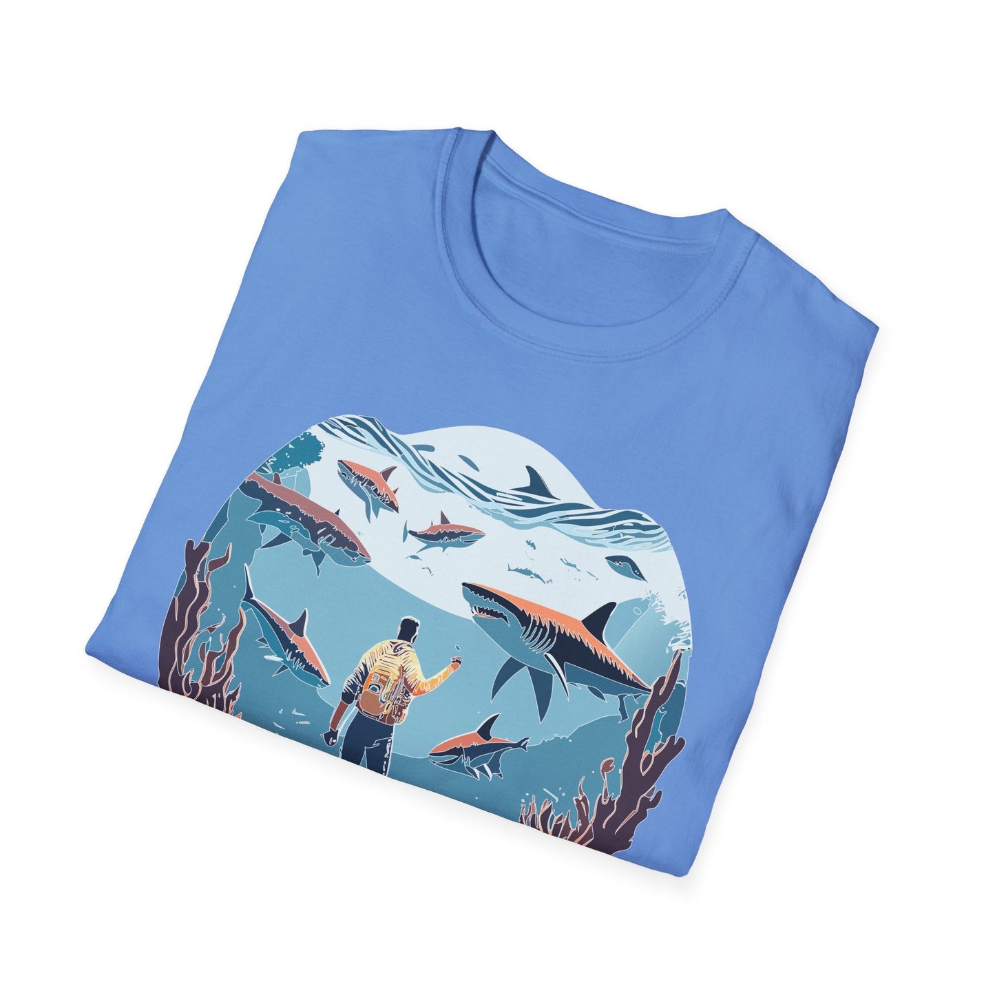 Ocean Theme Unisex Softstyle T Shirt 64000 Cotton Tee With Ocean Art Design Breathable