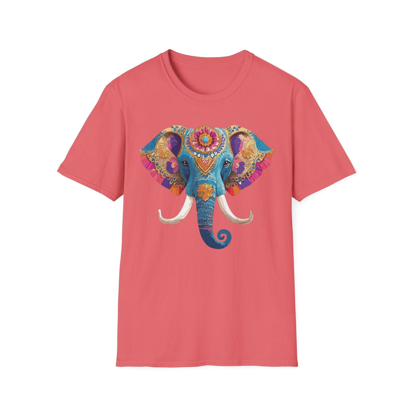 Unisex Elephant Graphic Tee Gildan Softstyle Cotton T Shirt Animal Print Comfortable Wear