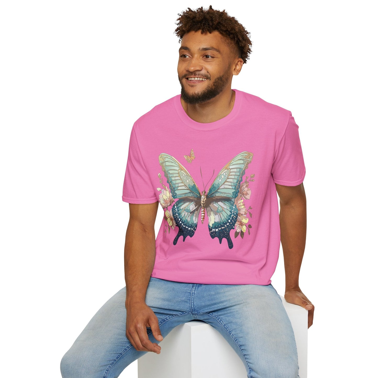 Butterfly Print Unisex T Shirt Monarch Design Softstyle 64000 Gildan Cotton Tee Quality