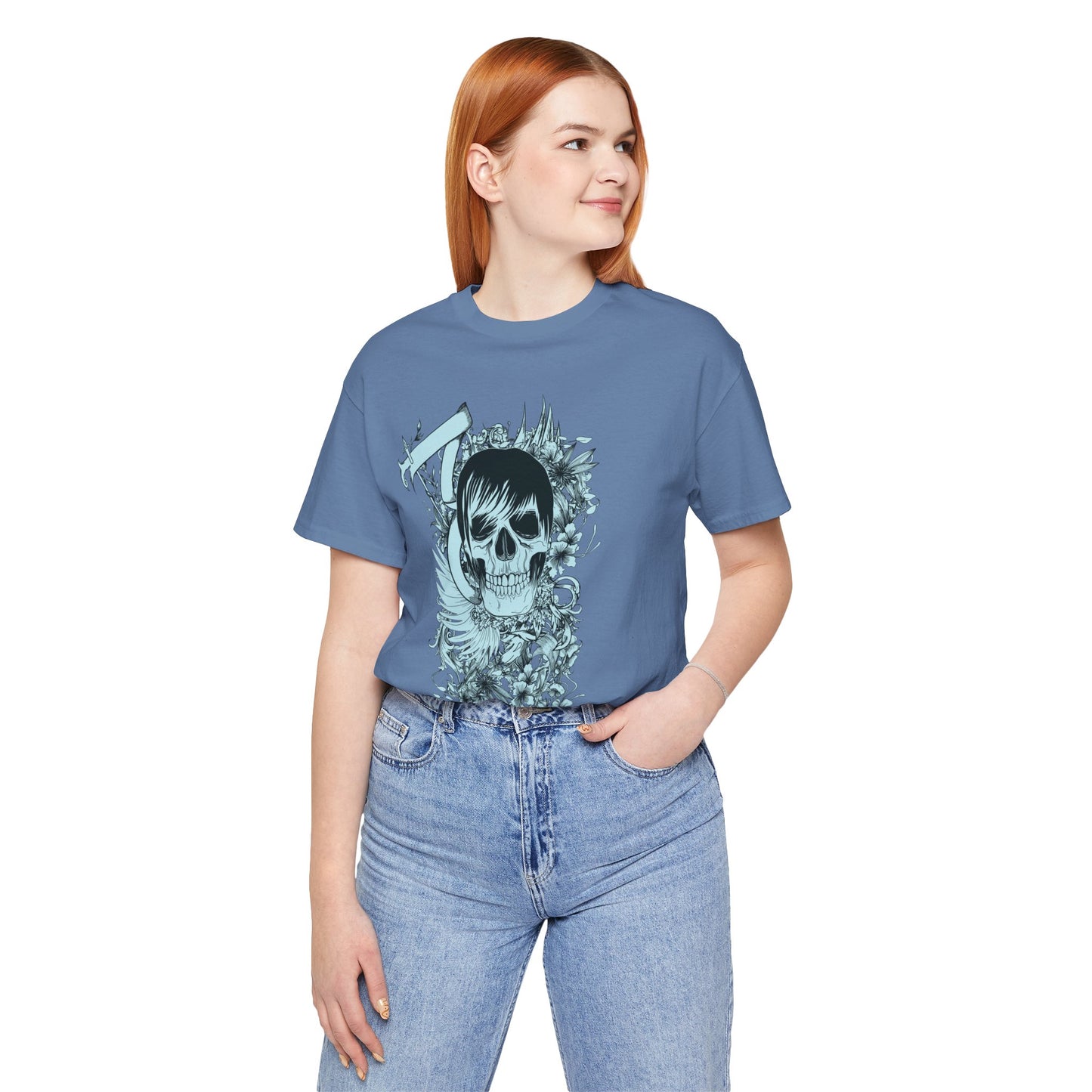 Sky Skull Graphic Design Tee, Skull Shirt, Vintage Tees, Art Design T-Shirt, Vintage Graphic Tee, Art Shirts with Skulls