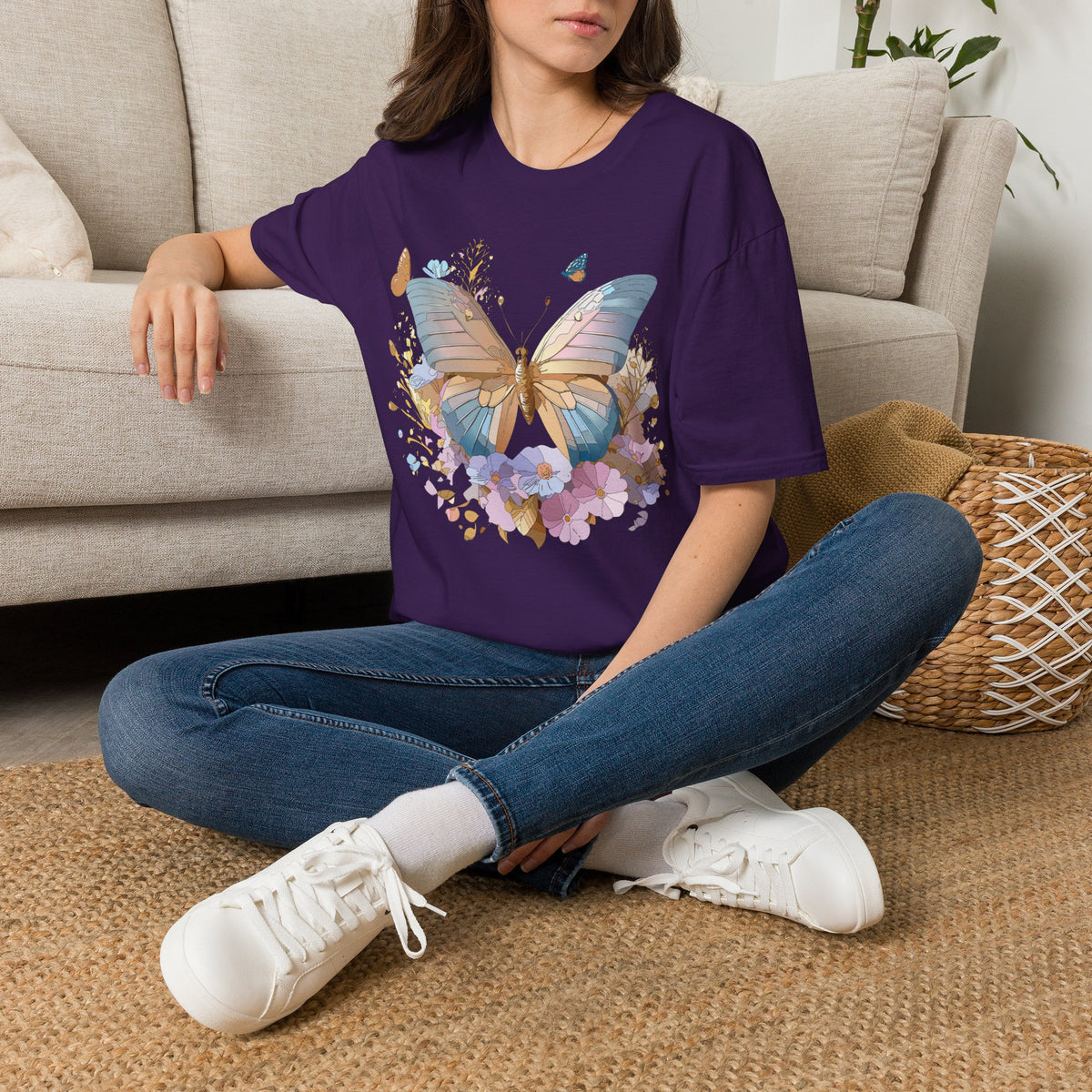 Butterfly Floral Tee — Pastel Garden Butterfly Graphic Tee Unisex 100 Cotton Gildan T-Shirt