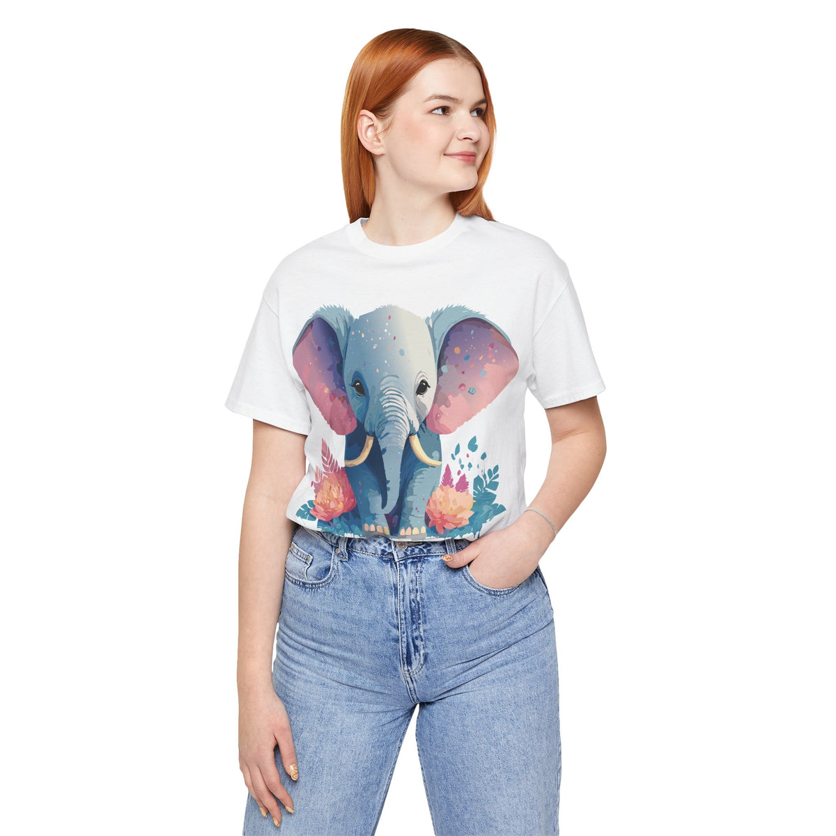Elephant Graphic Unisex Cotton Bella+Canvas Tee with Art Animal Design d17