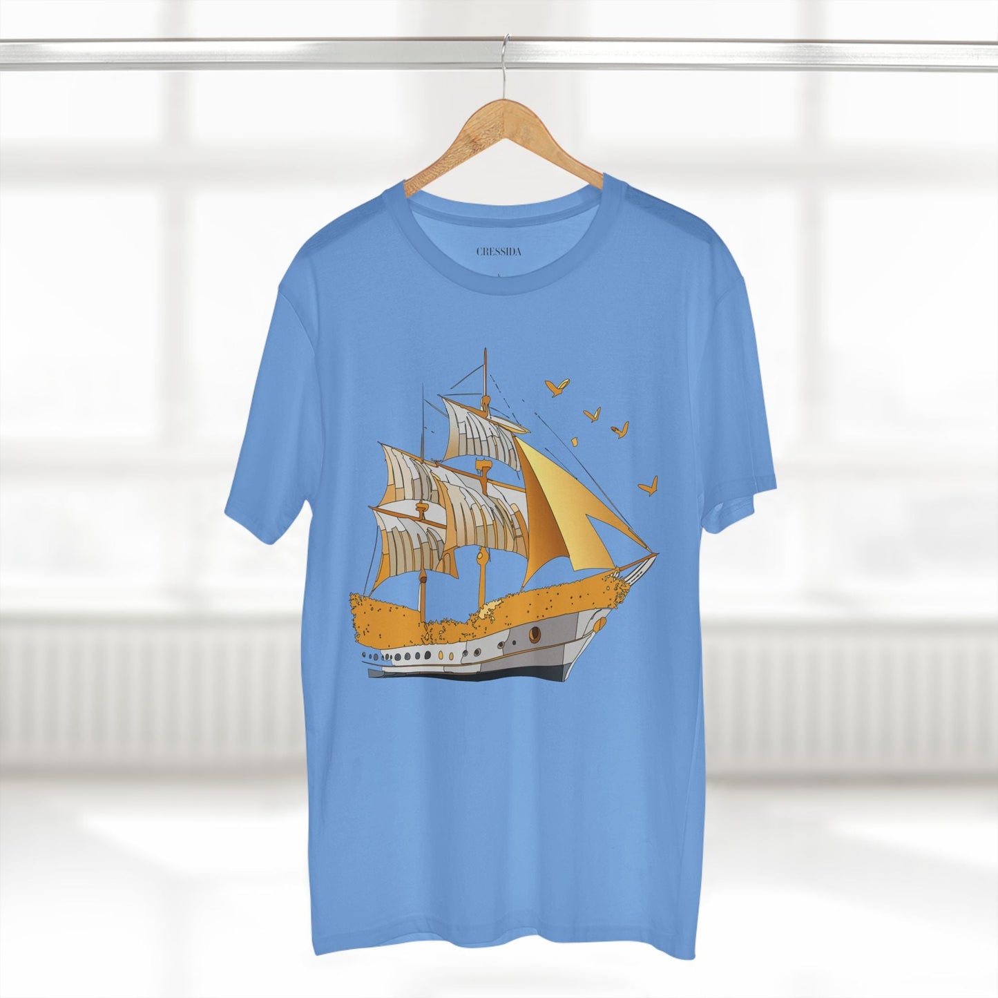 Ship Graphic Unisex 100 Cotton T-Shirt with Gold Frigate Art Design 20
