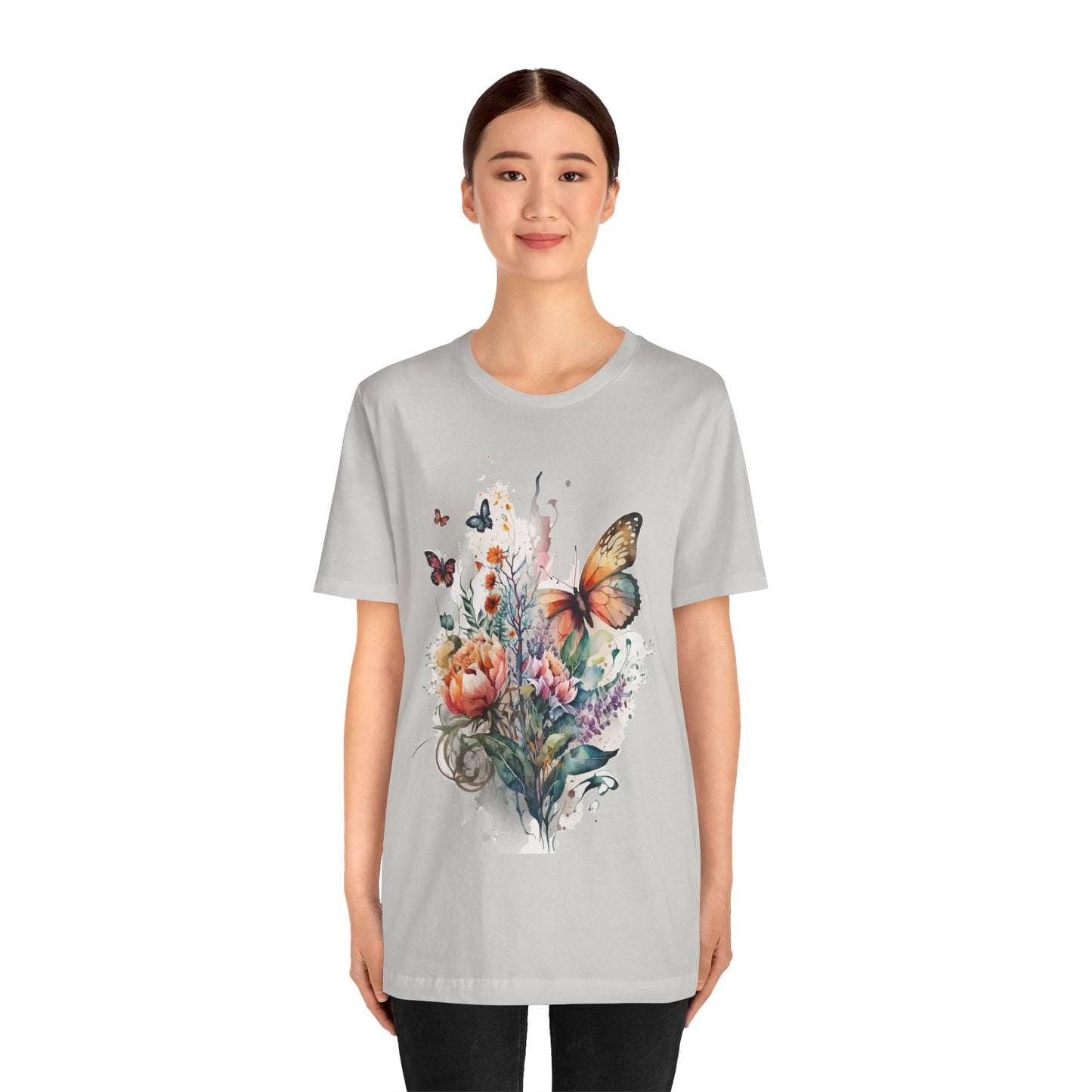 Cotton Tee Shirt with Butterfly Prints