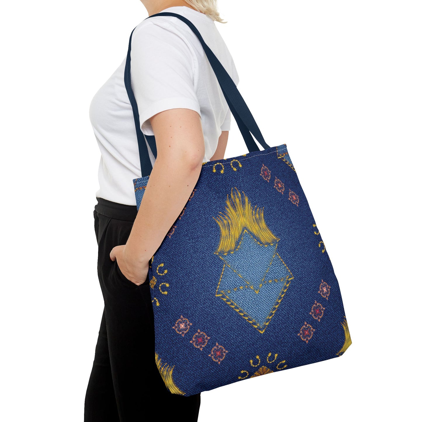 Diwali Graphic Denim Fabric Imitation Print Unisex Canvas Bag Poly Spun 3 Sizes Tote Bag 205-12