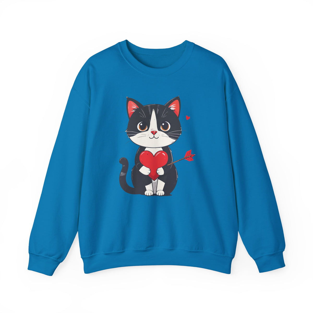 Cat Heart Sweatshirt, Heart Sweatshirt, Cat Sweatshirt, Valentine's Day Sweatshirt, 50/50 Cotton-Poly Animal Sweatshirt 103