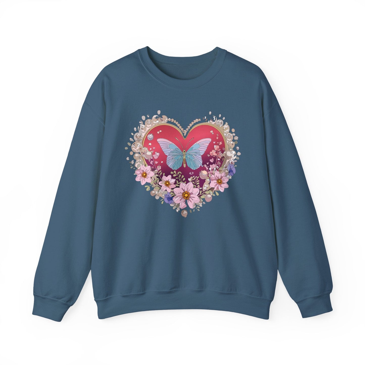 Floral Heart Sweatshirt For Valentines Day Unisex Floral Love Crewneck Sweatshirt