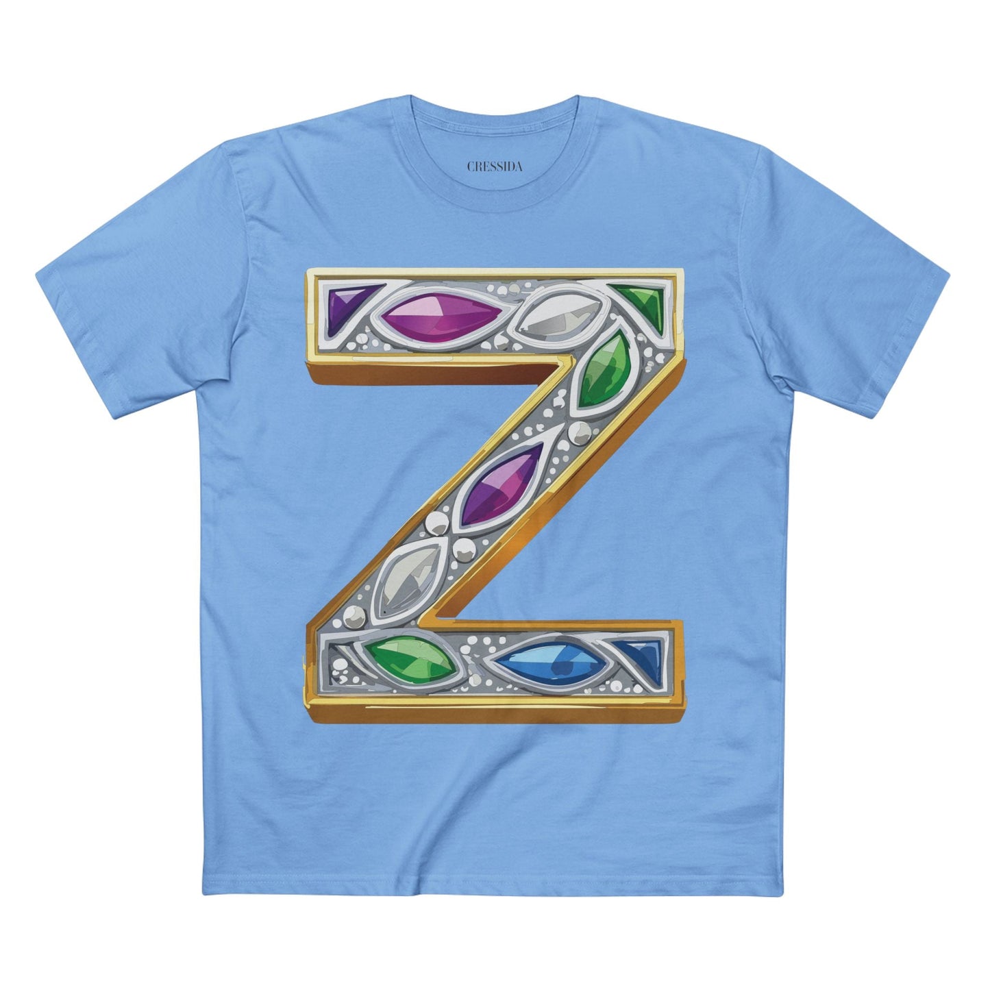 Letter Z Graphic Design Tee Unisex 100 Cotton With Antique Gold Letters Artwork T-Shirt