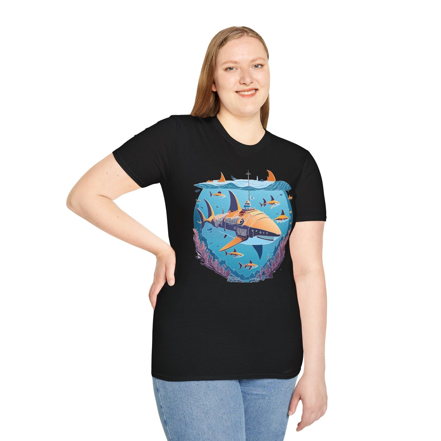 Ocean Tee Shirt Unisex Softstyle Cotton Tee 4.5 Oz Lightweight U Boat Theme Design