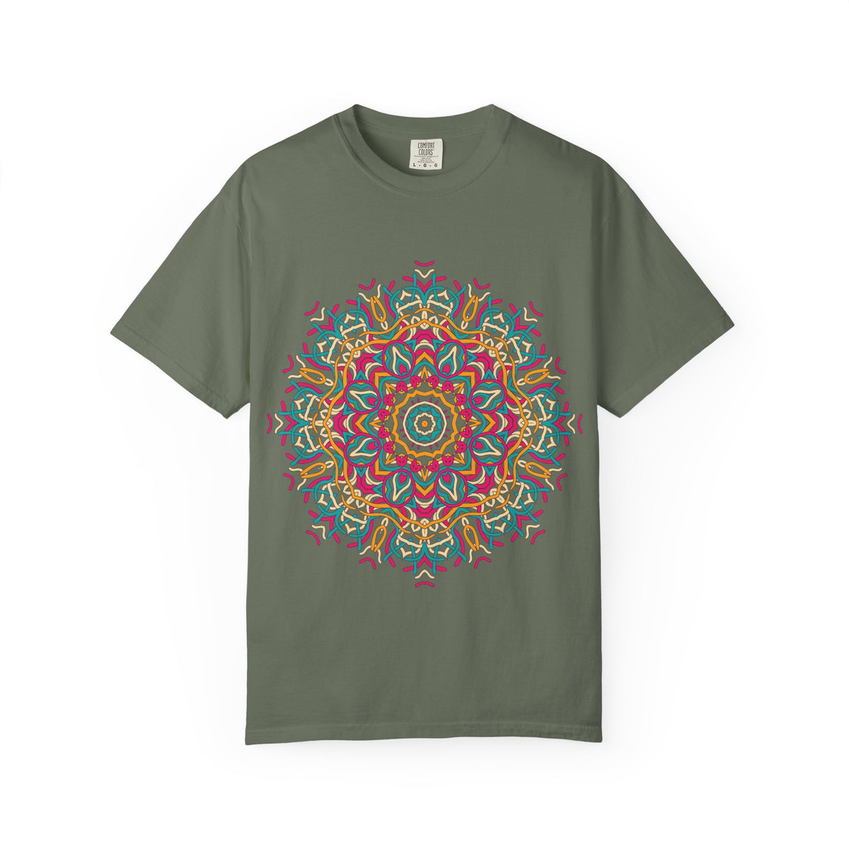 Unisex Garment Dyed Cotton T-Shirt with Mandala Graphic Design
