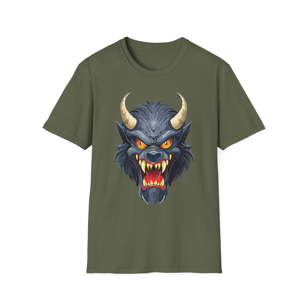 Demonic Wolf Monster Graphic T-Shirt Cartoon Graphic Tee Unisex 100 Cotton Gildan T-Shirt