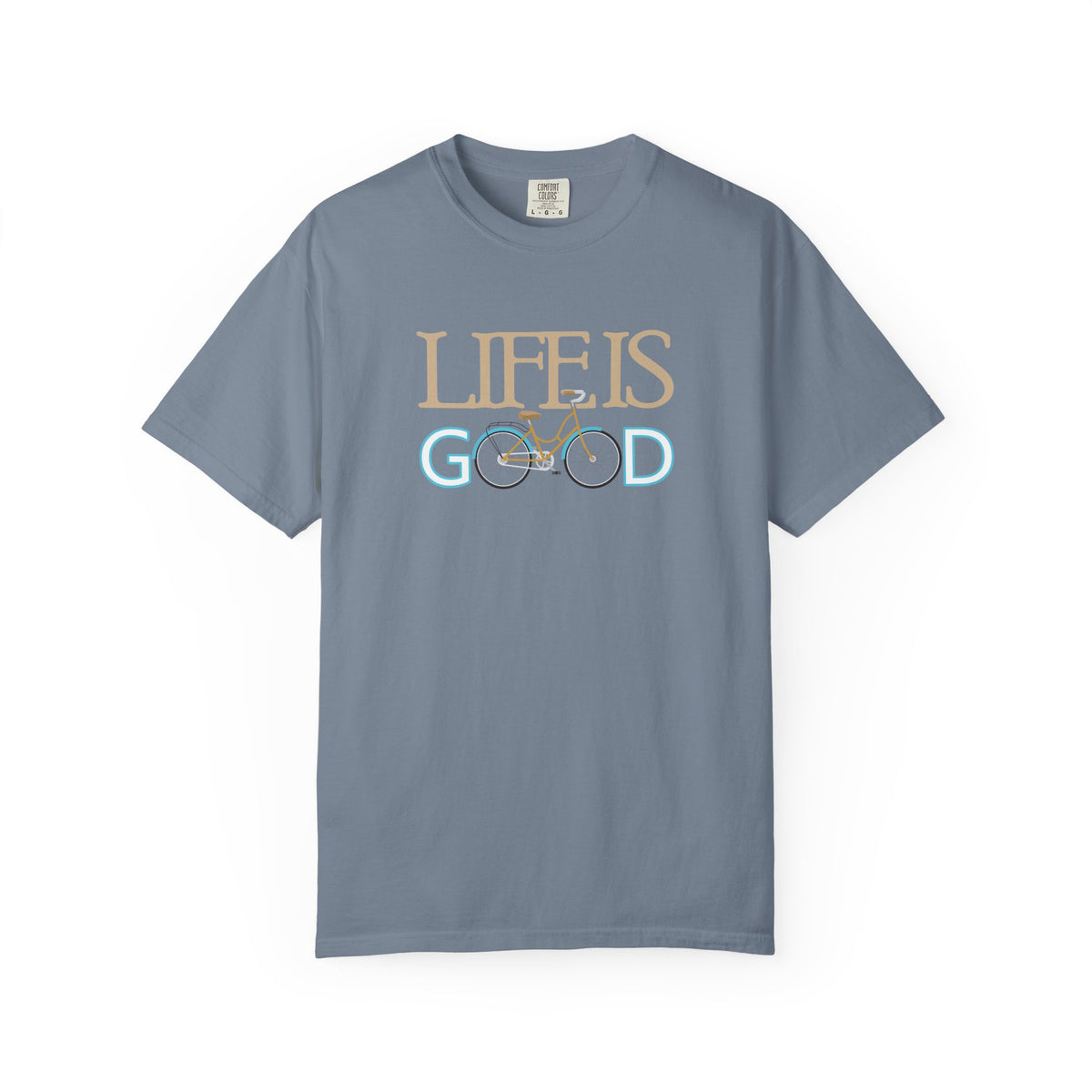 Life Is Good Bicycle Graphic Unisex Comfort Colors Garment-Dyed Heavyweight 100 Cotton Art Design T-Shirt w52