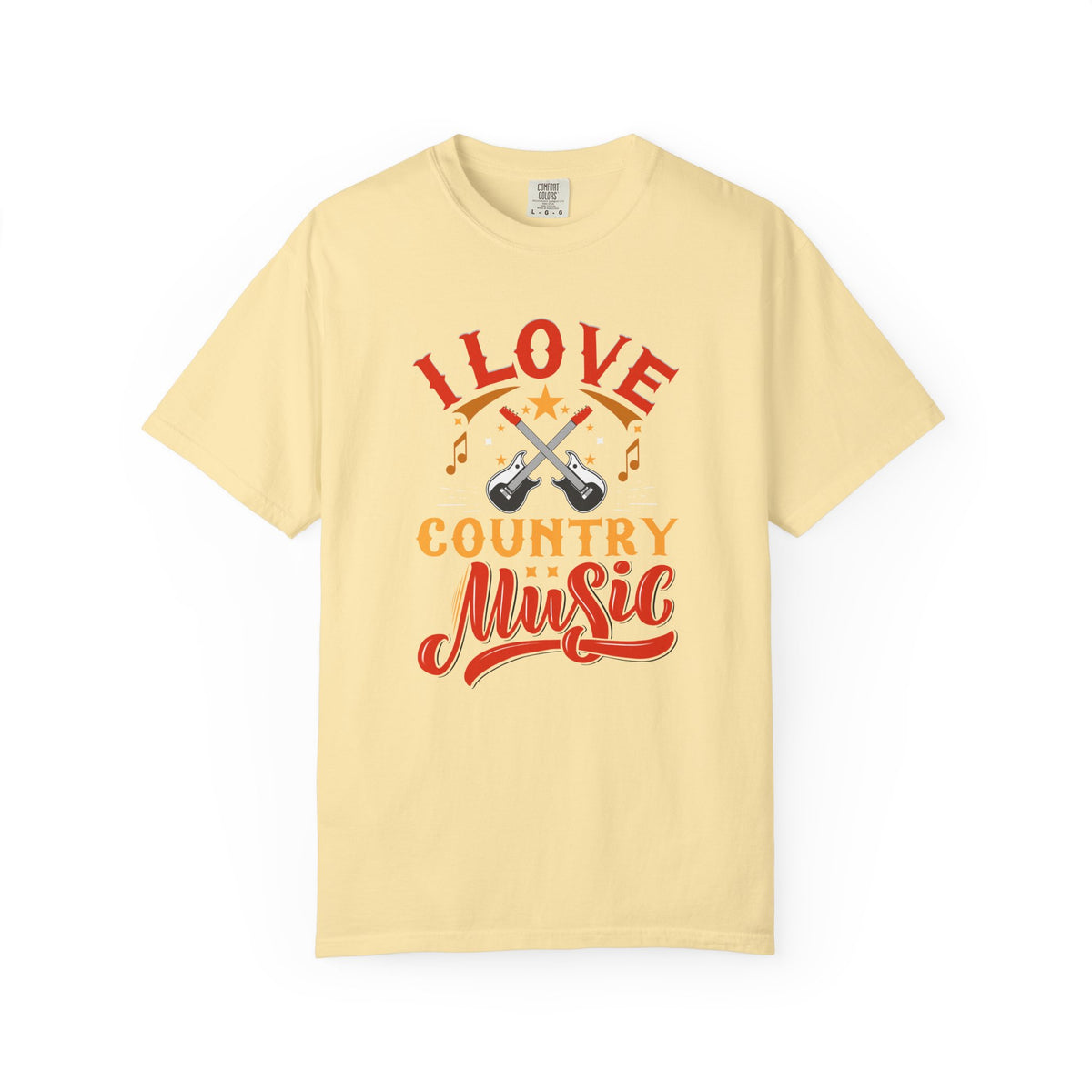 I Love Country Music T-shirt Country Guitar Typography Unisex Cotton Tee 050