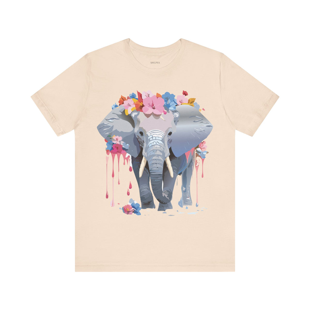 Elephant Graphic Unisex Cotton Bella+Canvas Tee with Art Animal Design e124