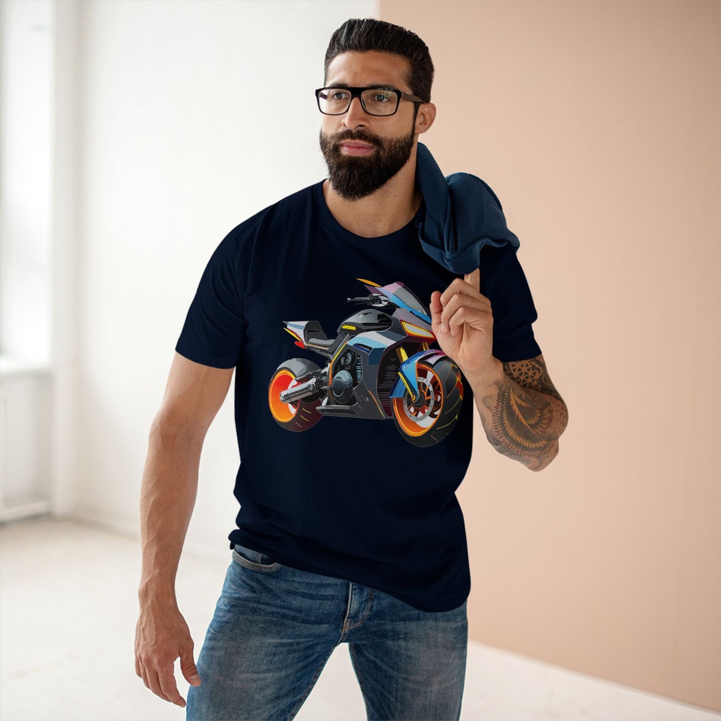 Moto Bike Graphic Unisex 100 Cotton Staple Tee 19
