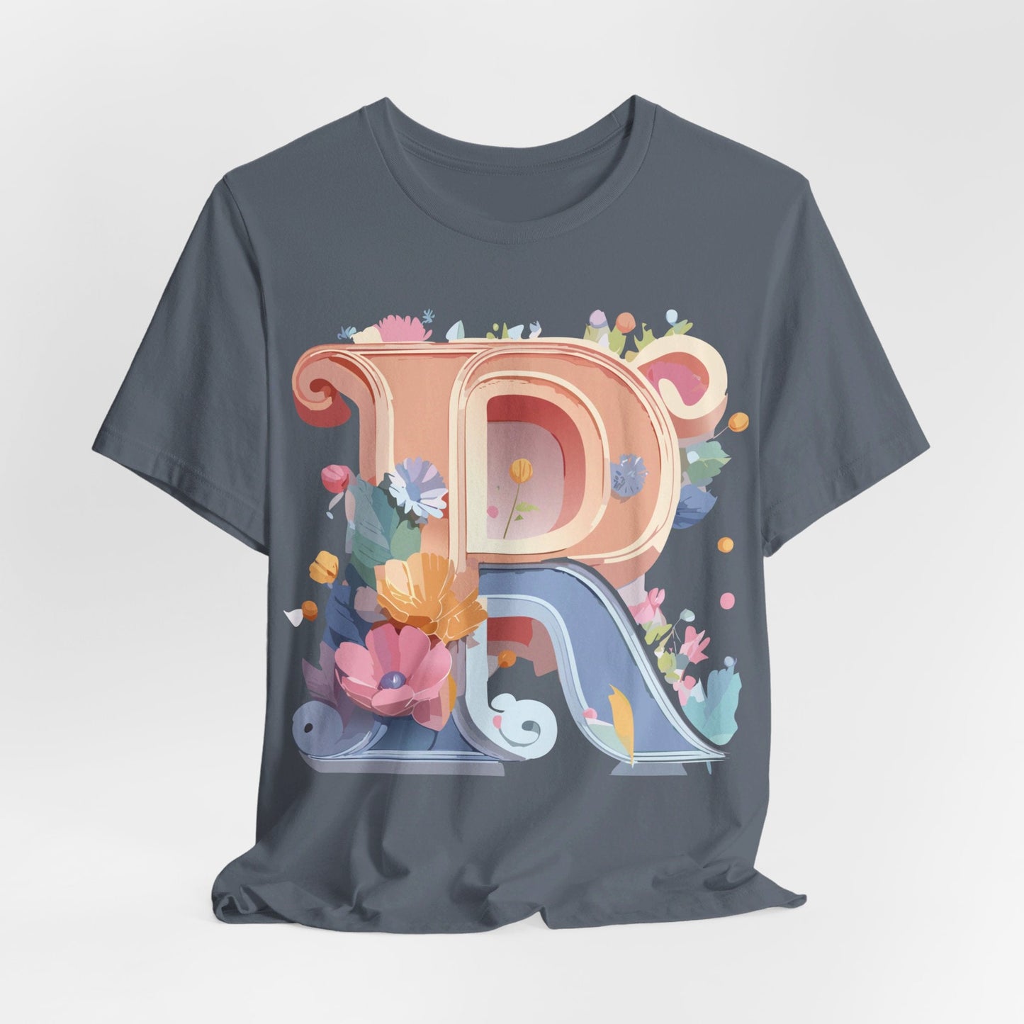 Letter R Shirt Unisex Graphic Tee Premium Cotton Vintage Inspired Art By Adelpha Short Sleeve