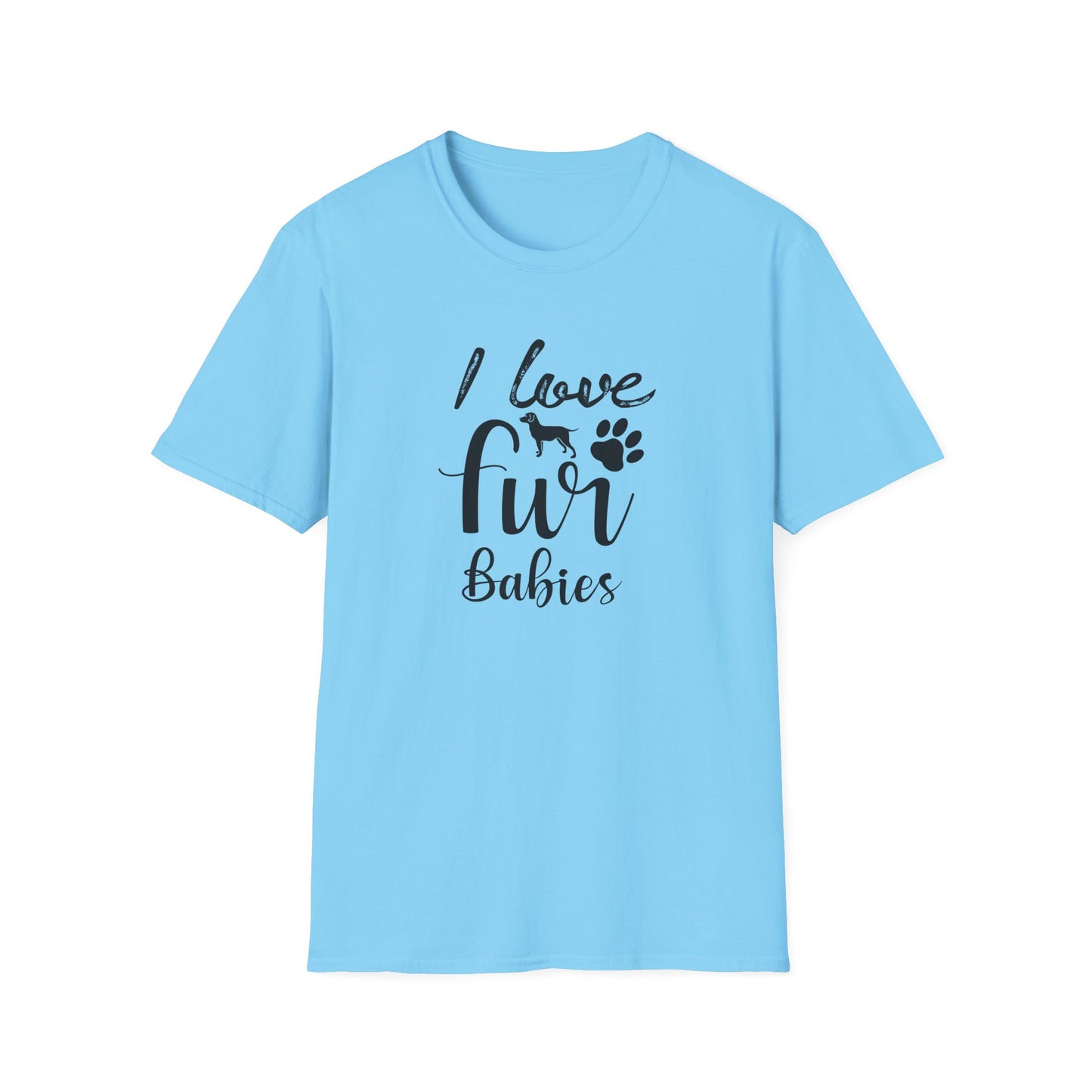 I Love Fur T-Shirt Dog & Cat Paw Graphic Tee for Pet Lovers Unisex Cotton T-Shirt Gildan Softstyle 64000 Tee