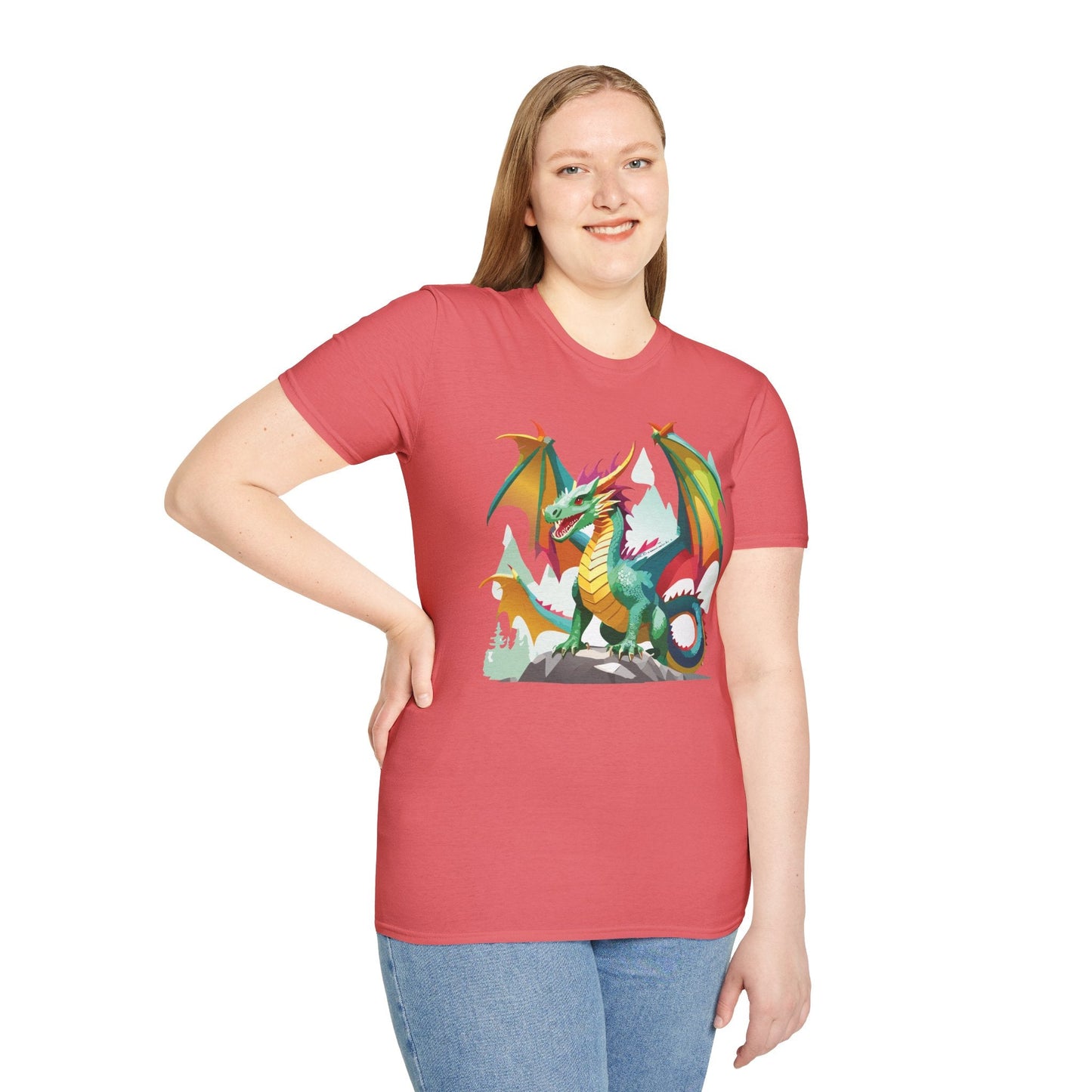 Dragon Graphic Unisex Cotton Softstyle Art Design Tee With Animals 2