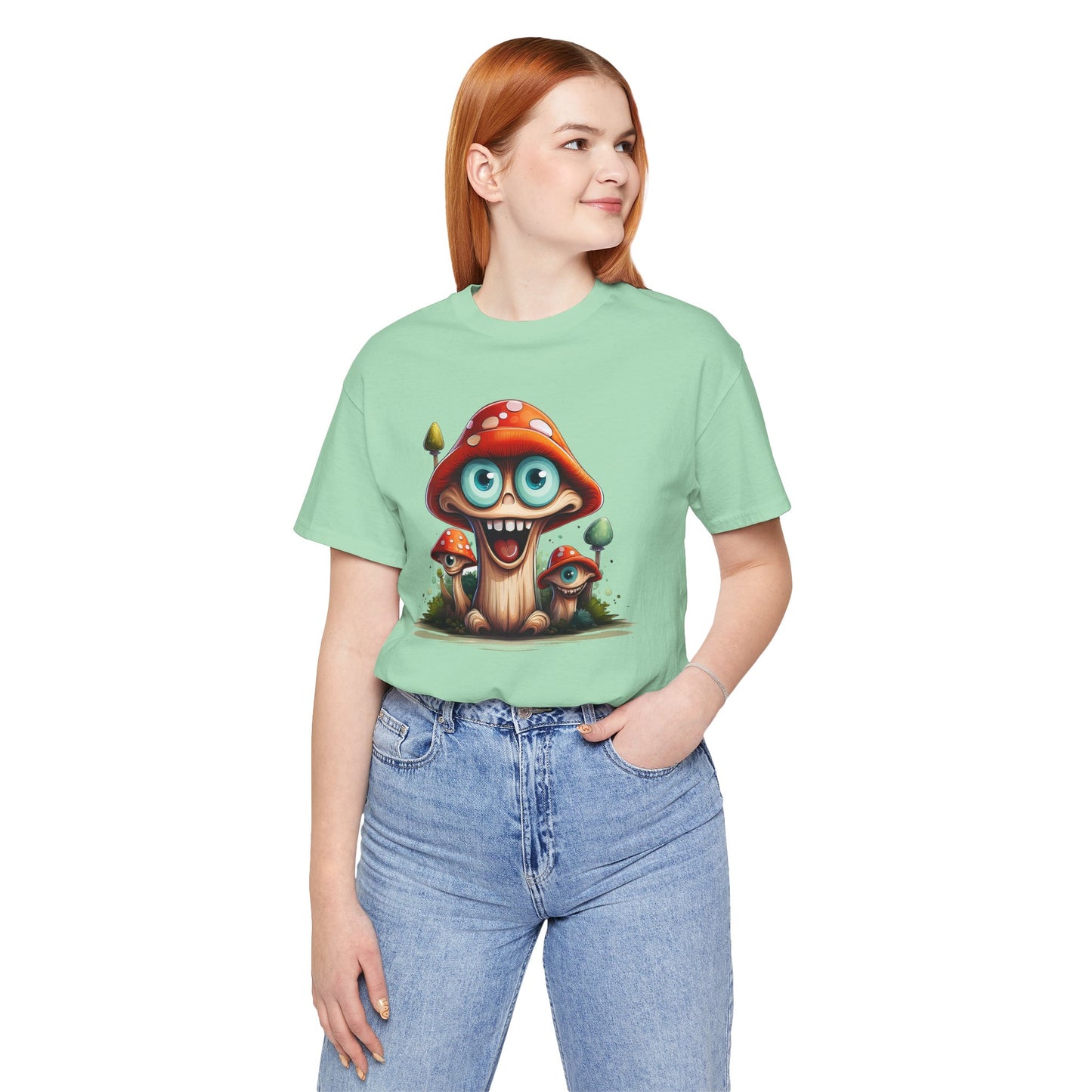Cute Mushroom Graphic Tee, Fun Cartoon Shirt, Funny Mushroom Shirt, Cute Cartoon Tees, Graphic T-Shirt, Art Design T-Shirt
