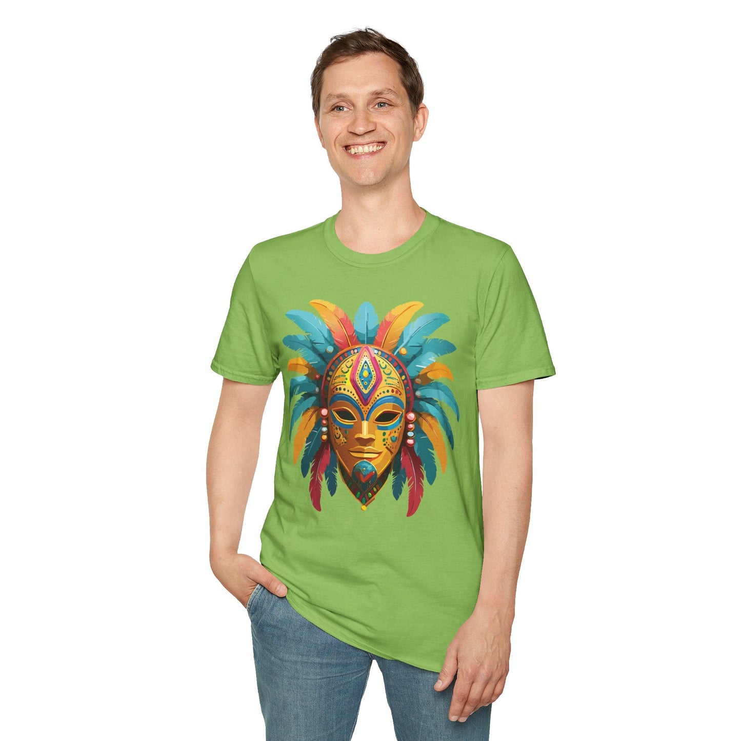 Unisex Mask Tee Shirt Masquerade Design Softstyle Gildan 64000 Comfortable Cotton Tee