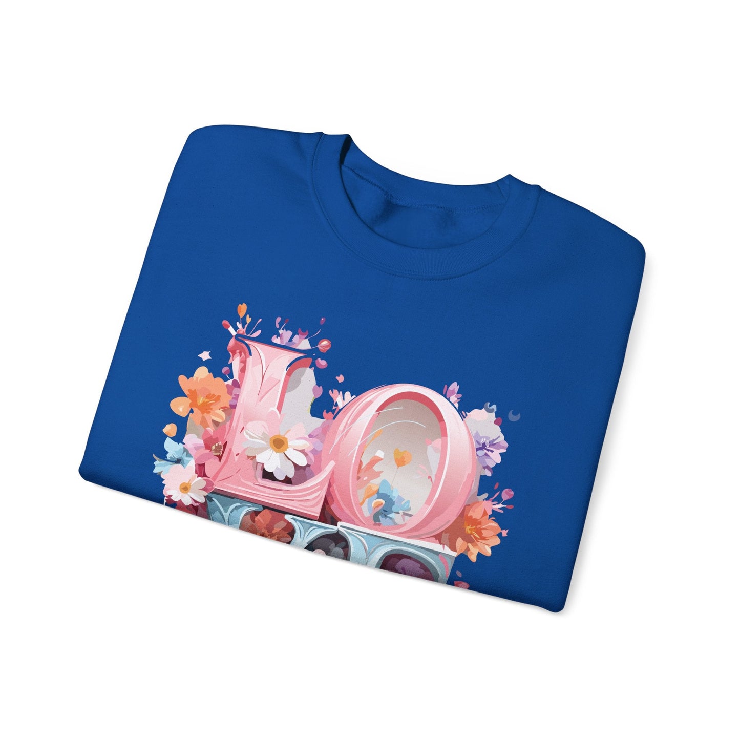Floral Love Sweatshirt Unisex Love Flower Valentines Day Crewneck Gildan 18000 50 50 Cotton Polyester