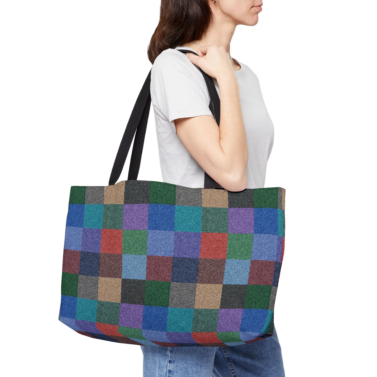 Denim Print Yoga Bag High-Quality 100% Spun Polyester 24x13 Canvas Gym Bag 20