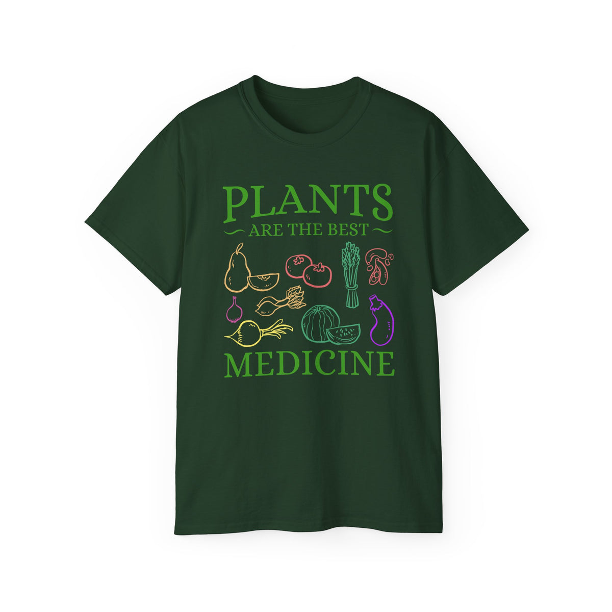 Plants Are the Best Medicine T-Shirt | Vegetable Line Art, Herbal Wellness Tee