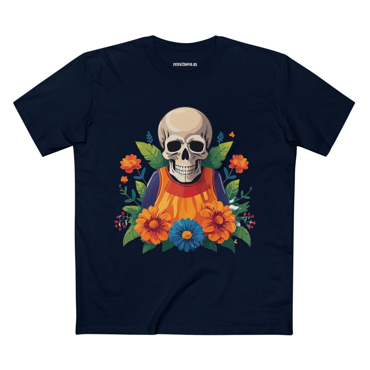 Retro2Nova Skull Shirt Unisex Skeleton Tee Premium Cotton Art Design Original Artwork Collection