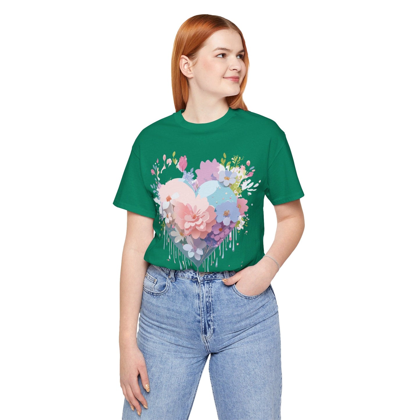 Valentine Day Graphic Unisex 100 Cotton Vintage Artwork with Love and Flower Design Tee 32