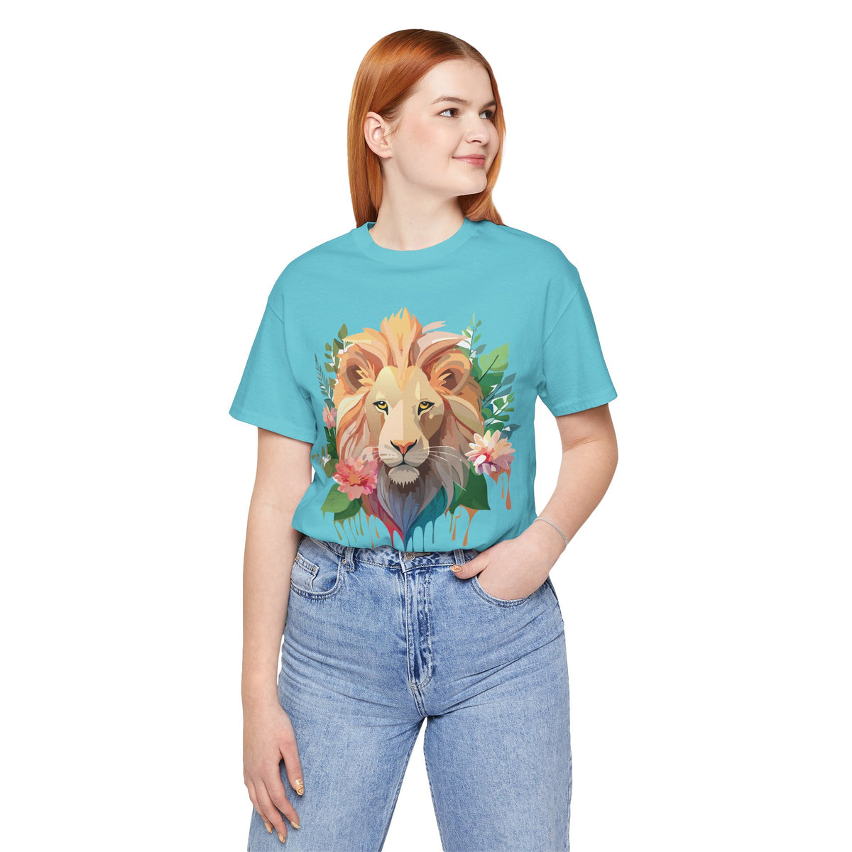 Lion Graphic Unisex Cotton Bella+Canvas Tee with Art Animal Design e317