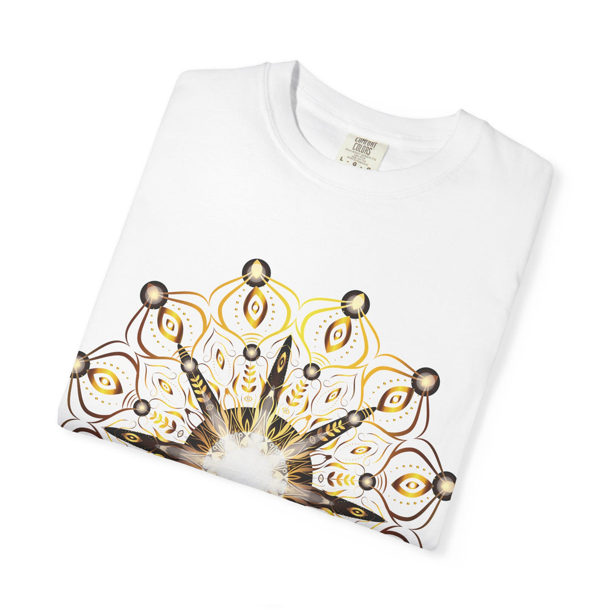 Unisex Garment Dyed Cotton T-Shirt with Mandala Graphic Design