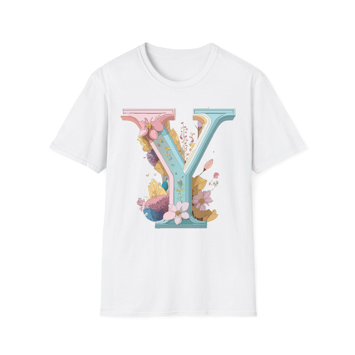 Floral Letter V T-Shirt | Pastel Monogram Tee