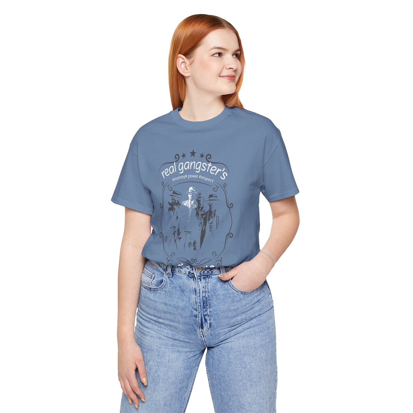 Real Gangsters Don't Die T-Shirt Vintage Outlaw Illustration Retro Biker Tee A-3