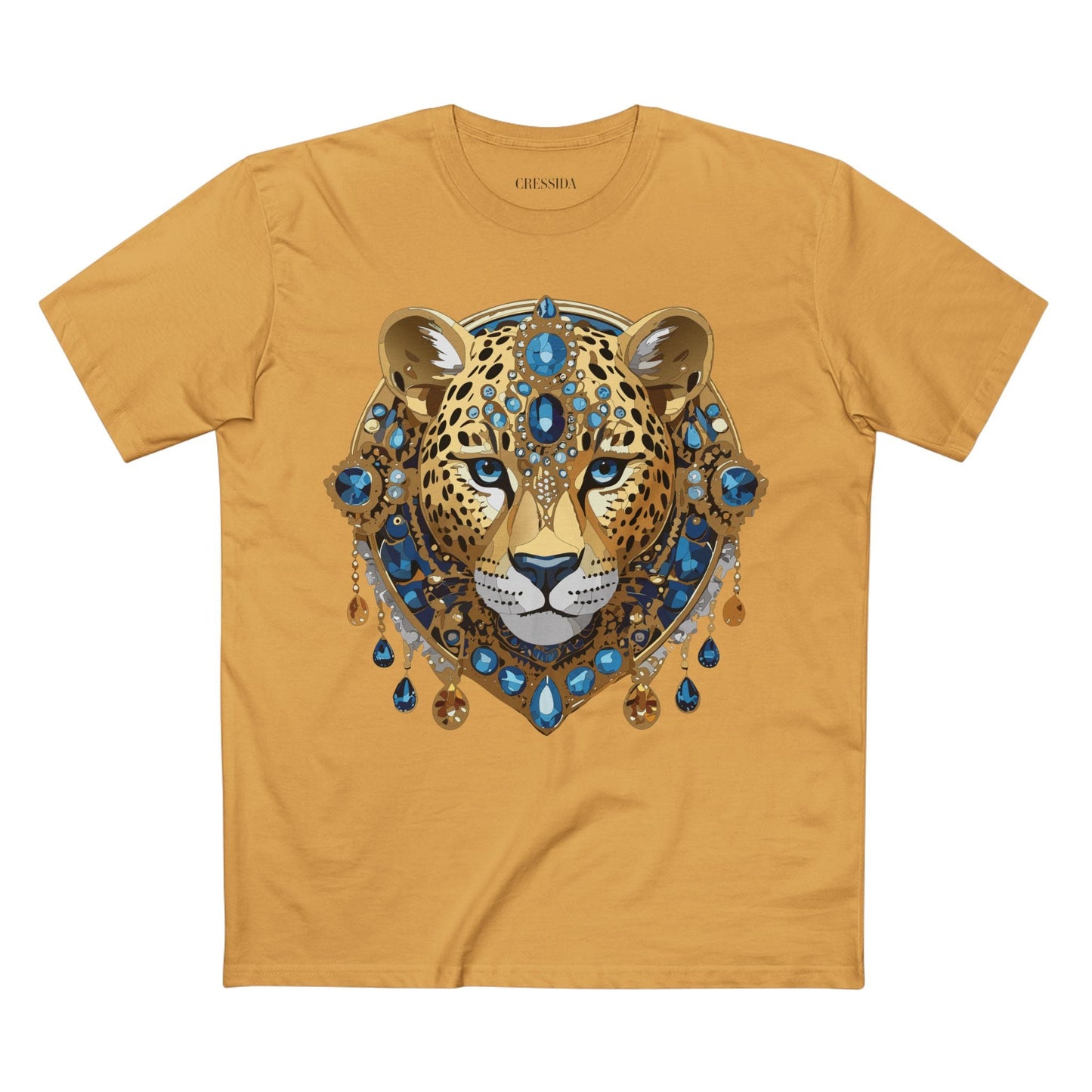 Cheetah Graphic Unisex 100 Cotton Tee With Unique Animal Golden Medallion Art Design 47