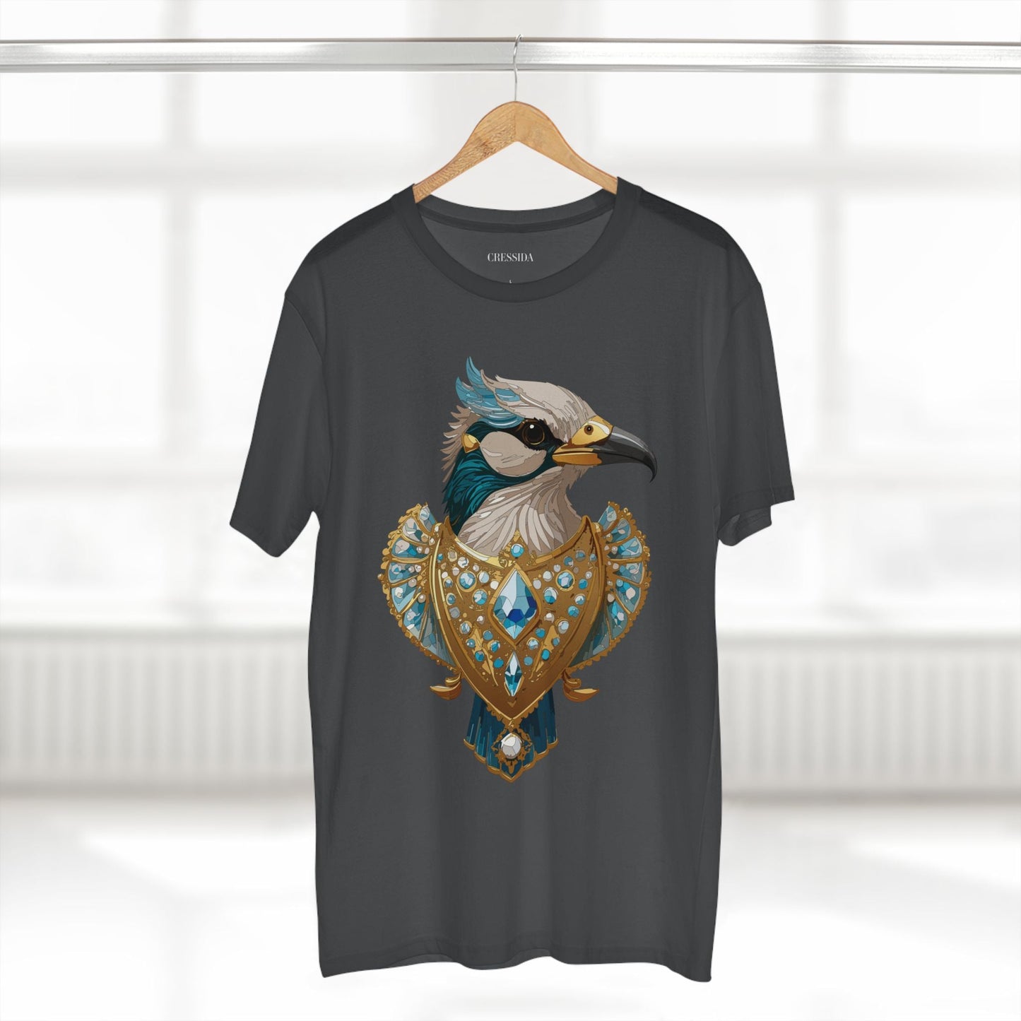 Bird Graphic Unisex 100 Cotton Tee With Unique Animal Golden Medallion Art Design 17